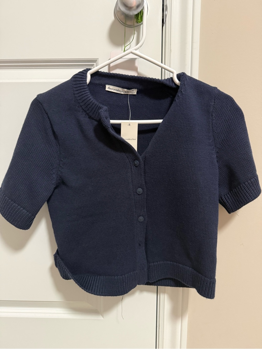 Abercrombie navy blue short sleeve knit cardigan